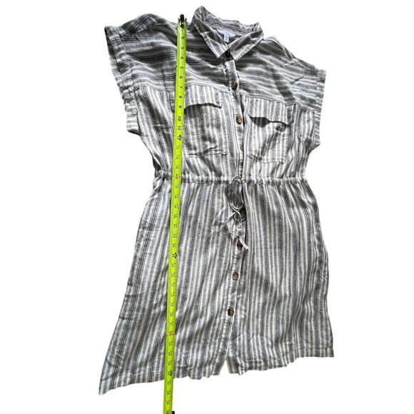 Time And Tru Buttom Down Shirt Dress Linen Blend Beachy Resort Boho Lagenlook - Picture 5 of 9